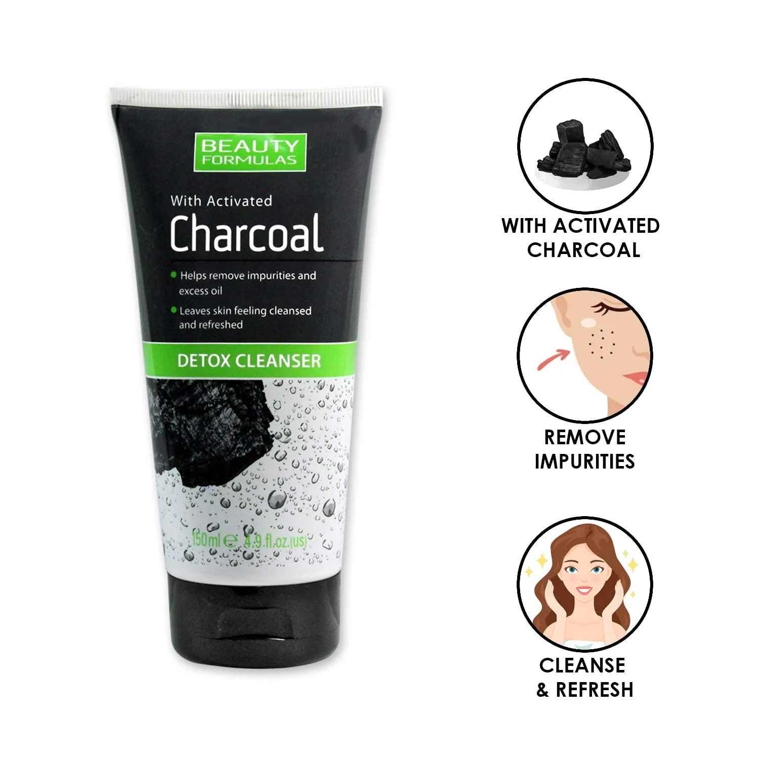 Beauty Formulas Charcoal Activated Detox Cleanser 150ml