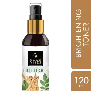 Good Vibes Liquorice Brightening Toner | Cleansing, Hydrating | Wih Cucumber | No Alcohol, No Parabens, No Sulphates, No Mineral Oil (120 ml)