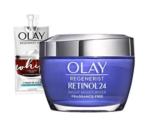 Olay Regenerist Retinol Moisturizer, Retinol 24 Night Face Cream, 1.7oz   Whip Face Moisturizer Travel/Trial Size Bundle