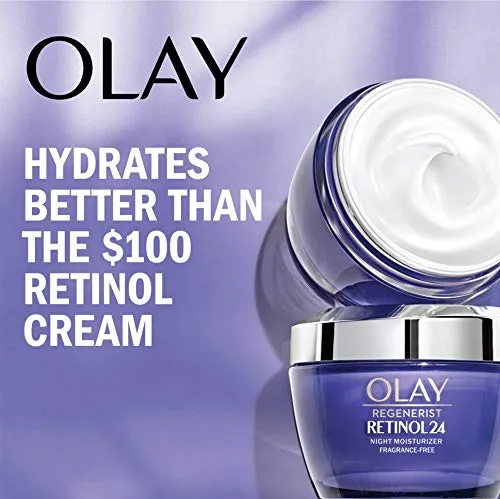 Olay Regenerist Retinol Moisturizer, Retinol 24 Night Face Cream, 1.7oz   Whip Face Moisturizer Travel/Trial Size Bundle